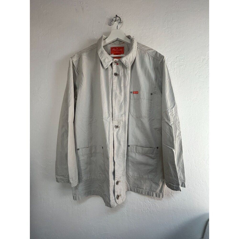Faconnable Jeans Mens Light Grey Lightweight Jacket Medium Cotton Front Pockets